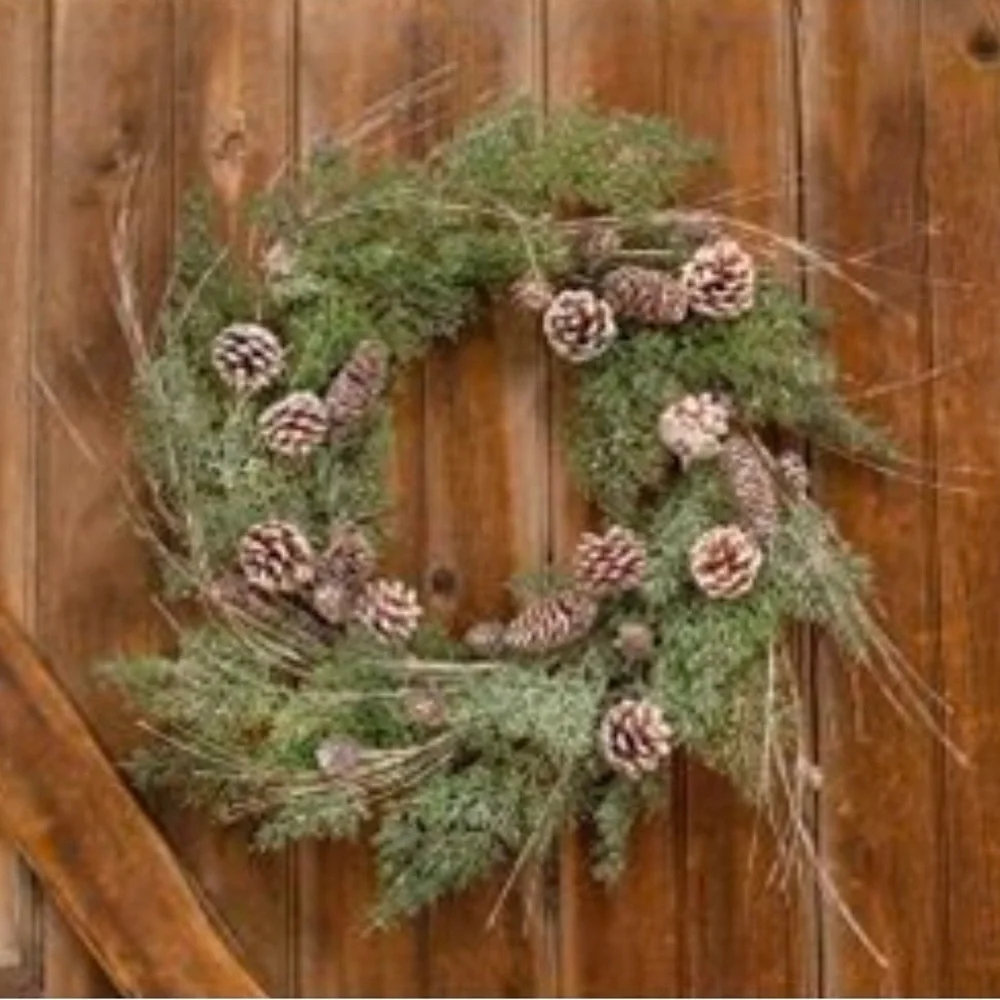 Birch Tipped Cedar Wreath